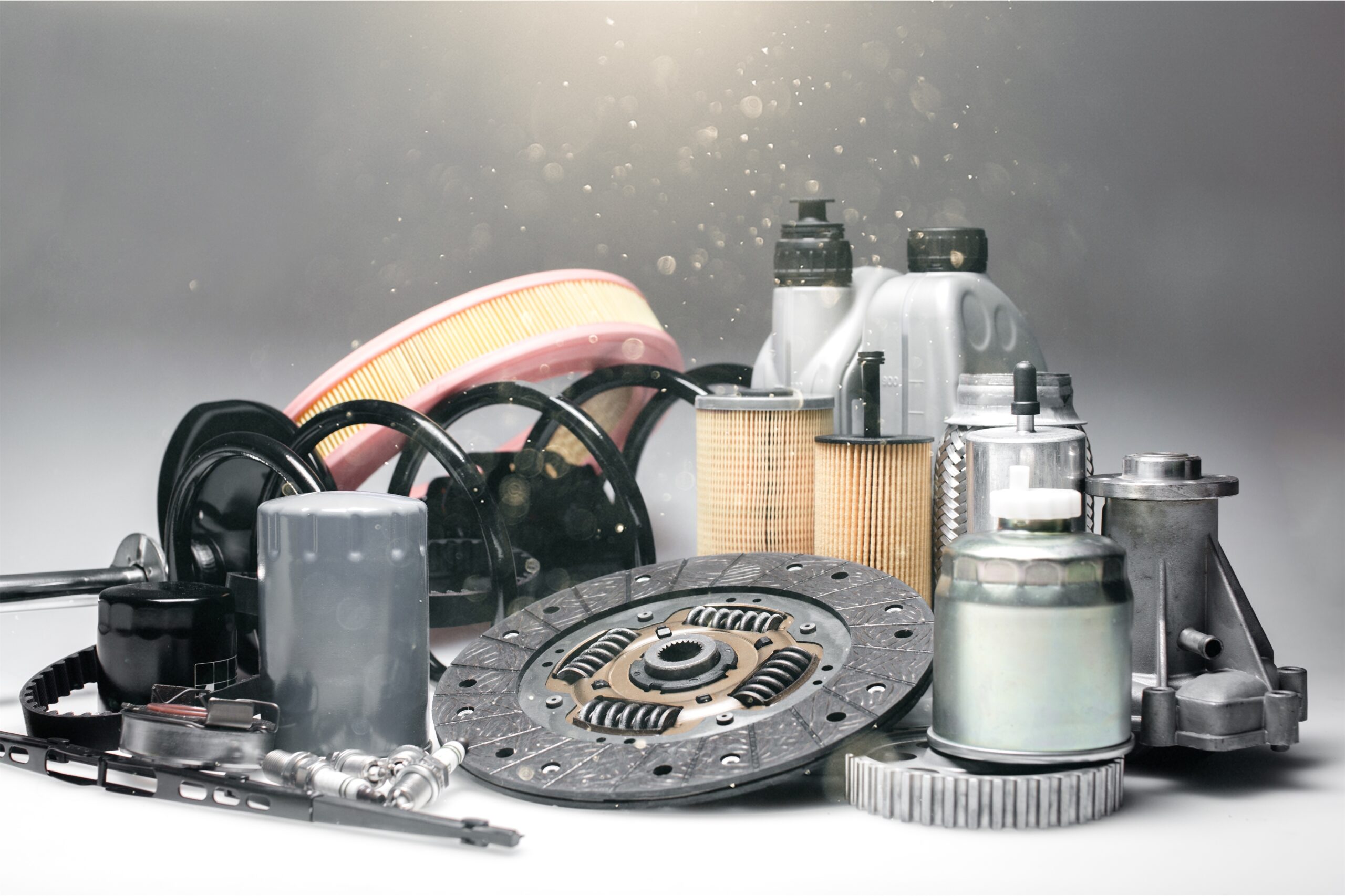 car accessories elements isolated on white