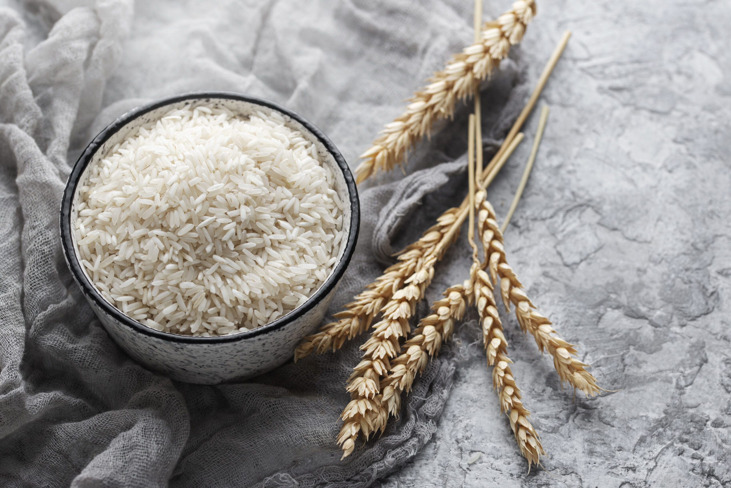 high angle bowl with rice grains assortment