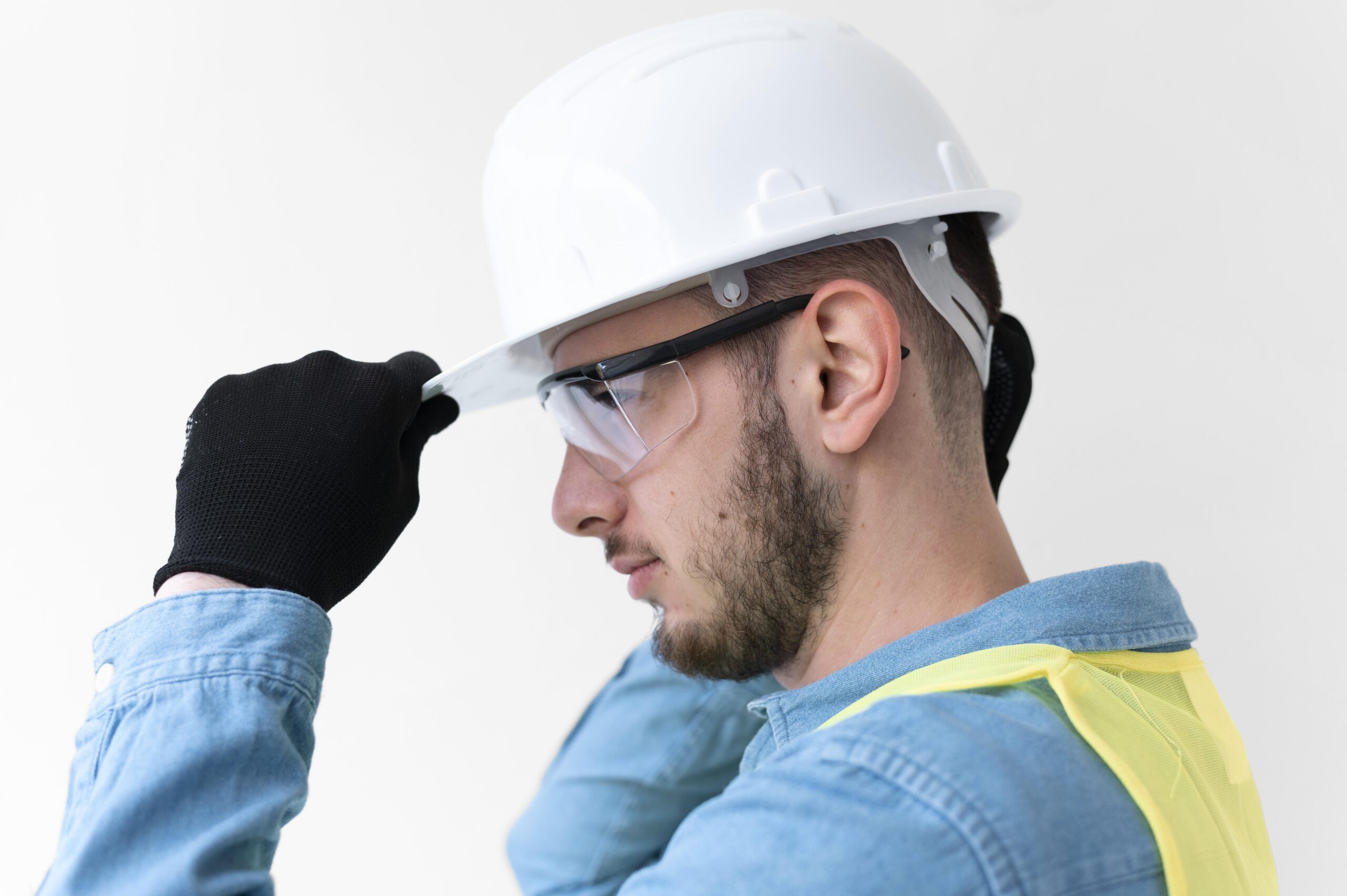 man wearing special industrial protective equipment